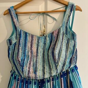 Blue Multi-Striped Embellished Lehenga Choli